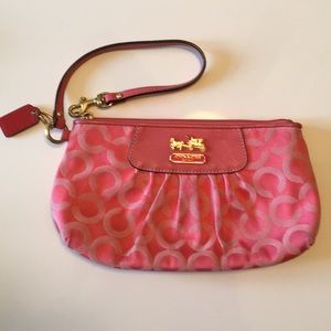 Authentic Pink Coral Coach Wristlet